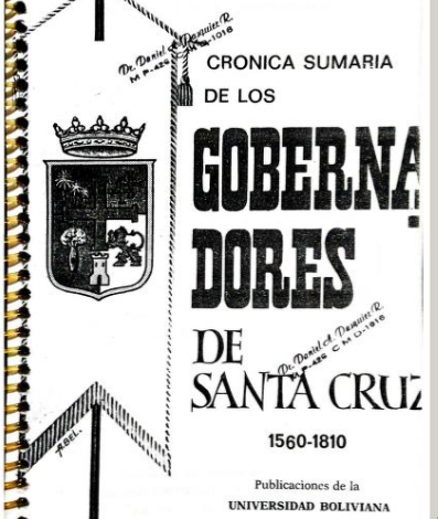 Crónica sumaria de los gobernadores de Santa Cruz: 1560-1810 (portada).