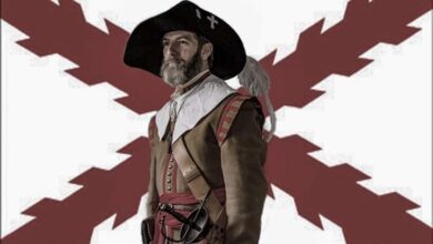 Hispano con bandera Cruz de Borgoña