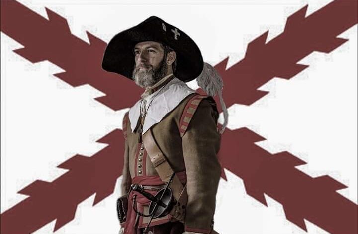 Hispano con bandera Cruz de Borgoña