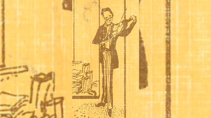 José Peredo Antelo. Dibujo de José Luis Durán Mendoza, libro "Pensadores cruceños" de Marcelino Pérez Fernández.