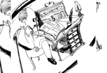 José Peredo Antelo. Dibujo de José Luis Durán Mendoza, libro "Pensadores cruceños" de Marcelino Pérez Fernández.